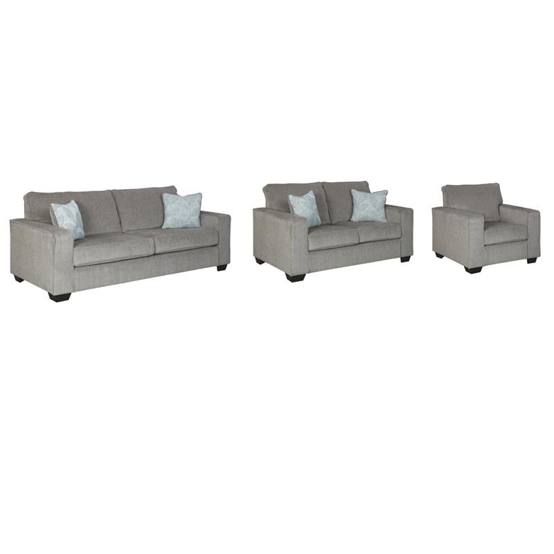 Home Square Set of 3 Queen Sleeper Sofa & Loveseat & Accent Chair in Alloy