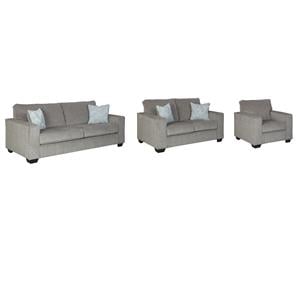 Home Square Set of 3 Queen Sleeper Sofa & Loveseat & Accent Chair in Alloy