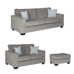 Home Square Set of 3 Queen Sleeper Sofa & Loveseat & Ottoman in Alloy