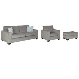 Home Square Set of 3 Queen Sleeper Sofa & Accent Chair & Ottoman in Alloy