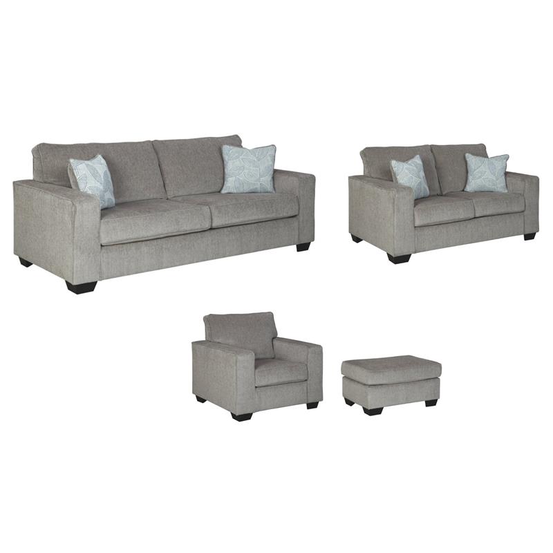 Home Square Set of 4 Queen Sleeper Sofa & Loveseat & Accent Chair & Ottoman