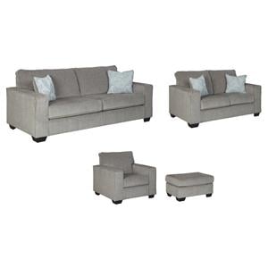 Home Square Set of 4 Queen Sleeper Sofa & Loveseat & Accent Chair & Ottoman