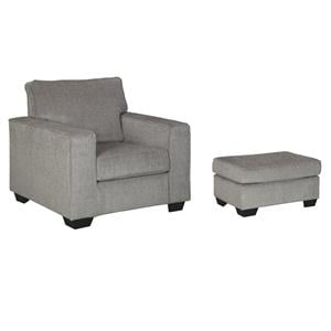 Home Square Set of 2 Modern Accent Chair 7 Ottoman in Alloy Finish