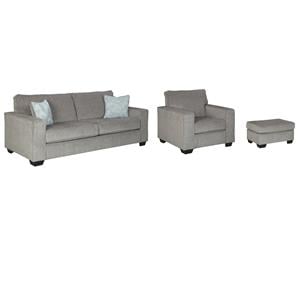 Home Square Set of 3 Sofa & Accent Chair & Ottoman in Alloy Finish