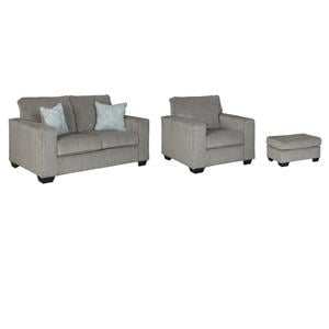 Home Square Set of 3 Loveseat & Accent Chair & Ottoman in Alloy