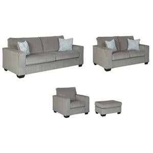 Home Square Set of 4 Sofa & Loveseat & Accent Chair & Ottoman in Alloy