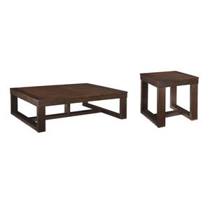 Home Square Set of 2 Coffee Table & Square End Table in Dark Brown