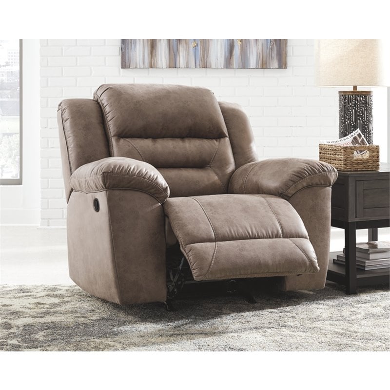 Home Square Set of 2 Reclining Sofa & Rocker Recliner in Fossil