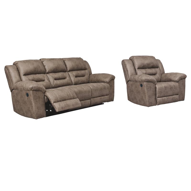 Home Square Set of 2 Reclining Sofa & Rocker Recliner in Fossil