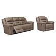 Home Square Set of 2 Reclining Sofa & Rocker Recliner in Fossil