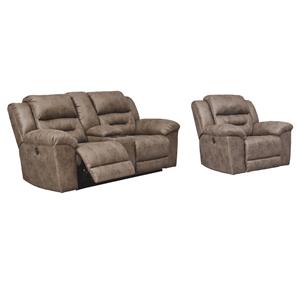 home square set of 2 power reclining loveseat & recliner in fossil
