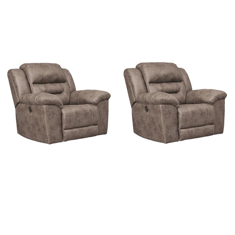 Home Square Set of 2 Contemporary Power Rocker Recliners in Fossil
