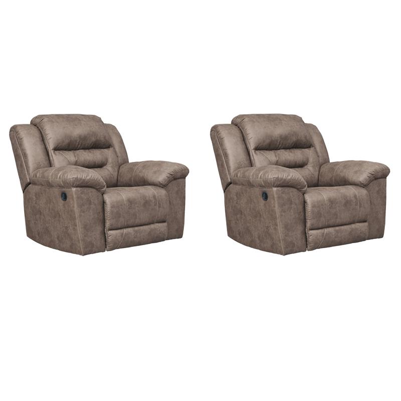 Home Square Set of 2 Contemporary Rocker Recliners in Fossil