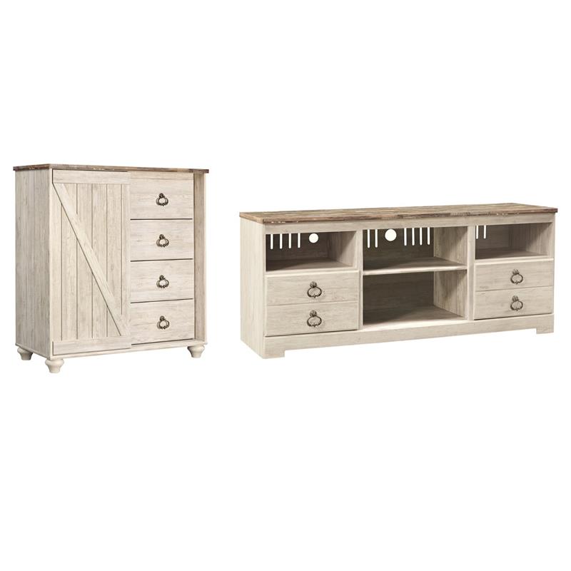 Home Square Set of 2 4-Drawer Door Chest & 63