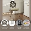 Home Square Set of 3 Metal Upholstered Vanity Stools in Antique Gray