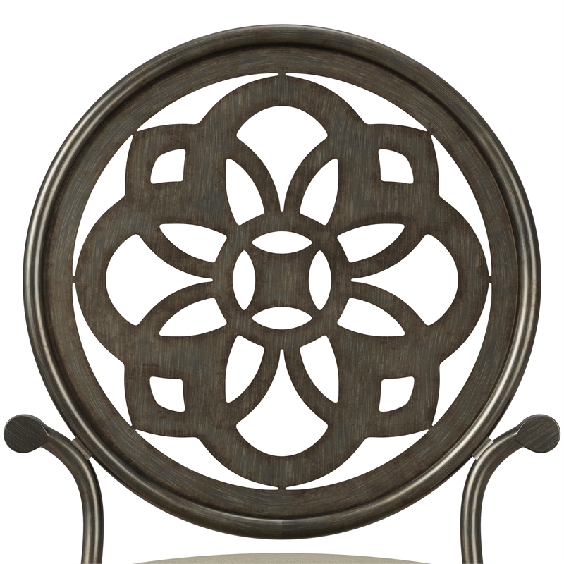 Home Square Set of 3 Metal Upholstered Vanity Stools in Antique Gray