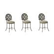 Home Square Set of 3 Metal Upholstered Vanity Stools in Antique Gray