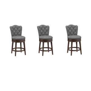 Home Square Set of 3 26.25&quot Fabric Traditional Counter Stools in Chocolate/Gray
