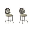 Home Square Set of 2 Metal Upholstered Vanity Stools in Antique Gray