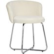 Home Square Set of 2 Contemporary Metal Vanity Stools with White Fabric