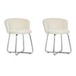 Home Square Set of 2 Contemporary Metal Vanity Stools with White Fabric