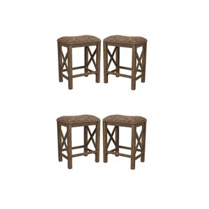 Home Square Set of 4 26&quot Wood Transitional Counter Stools in Brown
