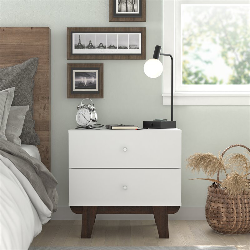 Home Square Set of 3 6-Drawer Dresser & 2 2-Drawer Nightstands in Matte White