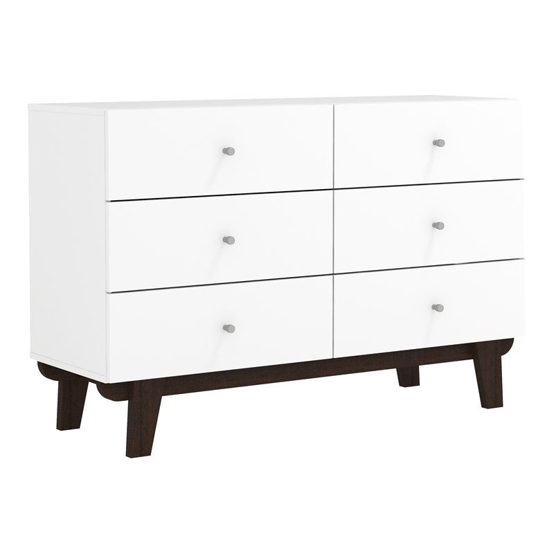 Home Square Set of 2 6-Drawer Wood Dresser & 2-Drawer Nightstand in Matte White