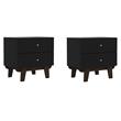 Home Square Set of 2 2-Drawer Wood Nightstands in Matte Black