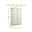 Home Square Set of 2 Queen Panel Bed in Whitewash & 5-Drawer Chest in White