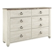 Home Square Set of 2 Queen Panel Bed & 6-Drawer Double Dresser in Whitewash
