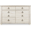 Home Square Set of 2 Queen Panel Bed & 6-Drawer Double Dresser in Whitewash