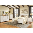 Home Square Set of 2 Queen Panel Bed & 6-Drawer Double Dresser in Whitewash