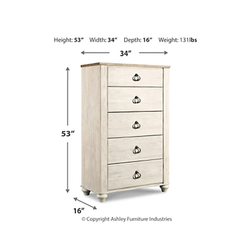 Home Square Set of 2 Queen Sleigh Bed in Whitewash & 5-Drawer Chest in White