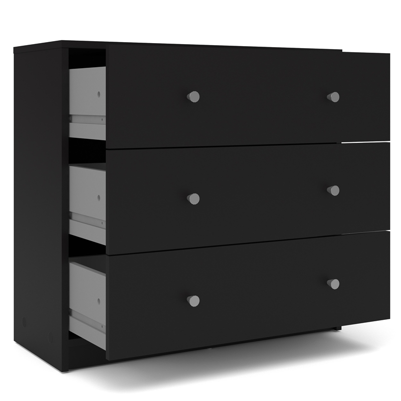 Home Square Set of 2 Engineered Wood 3-Drawers Chests in Black
