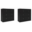 Home Square Set of 2 Engineered Wood 3-Drawers Chests in Black