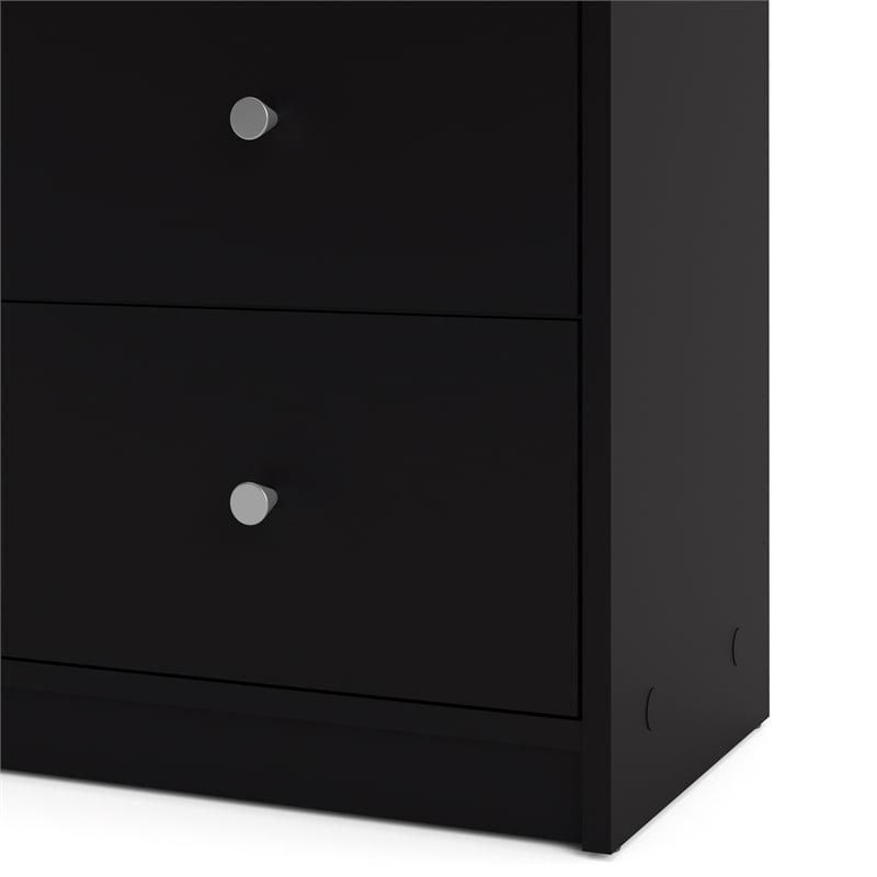 Home Square Set of 4 Nightstand and Two Chests and Double Dresser in Black