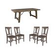 Home Square Set of 5 Wood Extension Dining Table and 4 Chairs in Weathered Brown