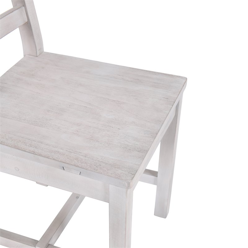 Home Square Set of 5 Solid Pine Wood Dining Table and 4 Chairs in Nordic Ivory