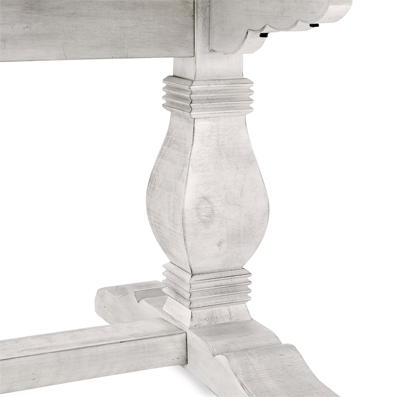 Home Square Set of 5 Solid Pine Wood Dining Table and 4 Chairs in Nordic Ivory