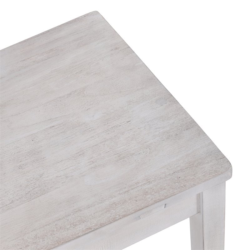 Home Square Set of 5 Solid Pine Wood Dining Table and 4 Chairs in Nordic Ivory