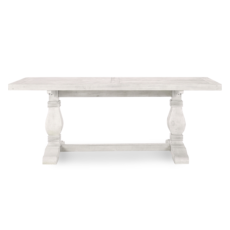 Home Square Set of 5 Solid Pine Wood Dining Table and 4 Chairs in Nordic Ivory