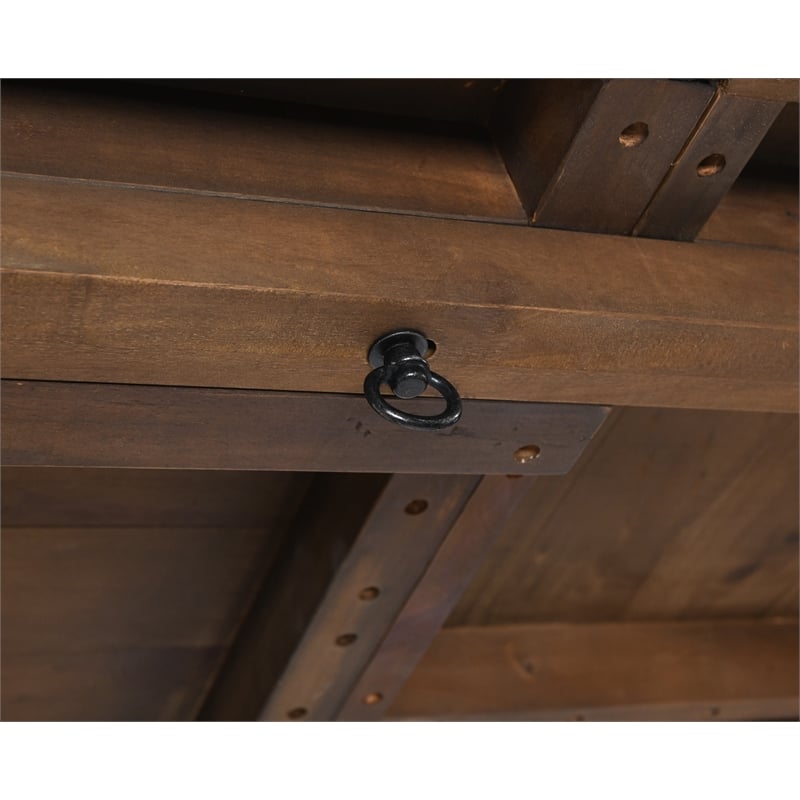 Home Square Set of 5 Wood Extension Dining Table and 4 Chairs in Brown