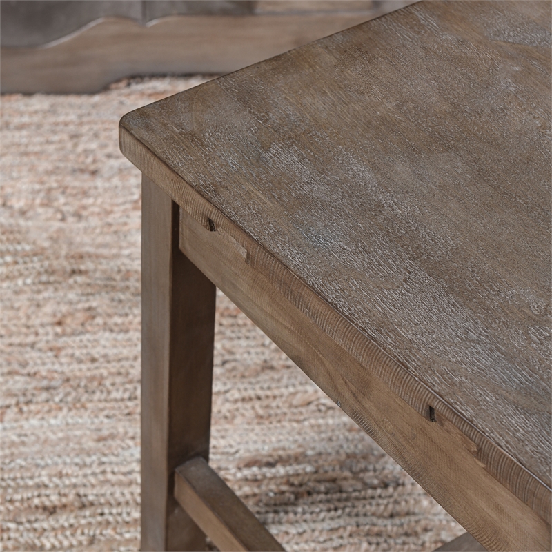 Home Square Set of 5 Wood Extension Dining Table and 4 Chairs in Brown