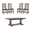Home Square Set of 5 Wood Extension Dining Table and 4 Chairs in Brown