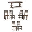Home Square Set of 7 Wood Extension Dining Table and 6 Chairs in Brown