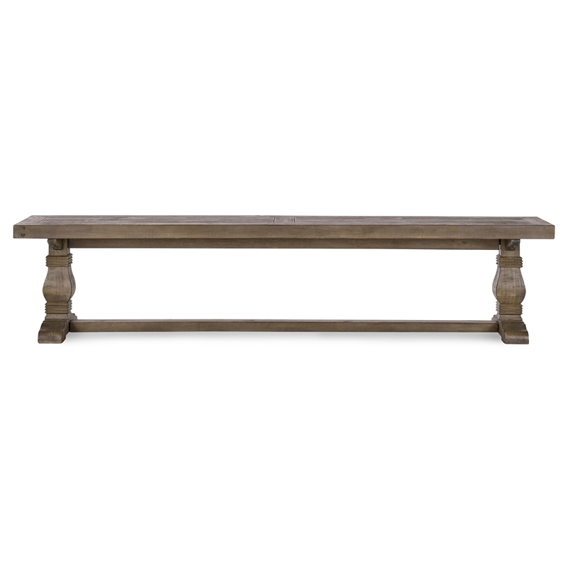 Home Square Set of 8 Wood Extension Dining Table and Bench and 6 Chairs in Brown