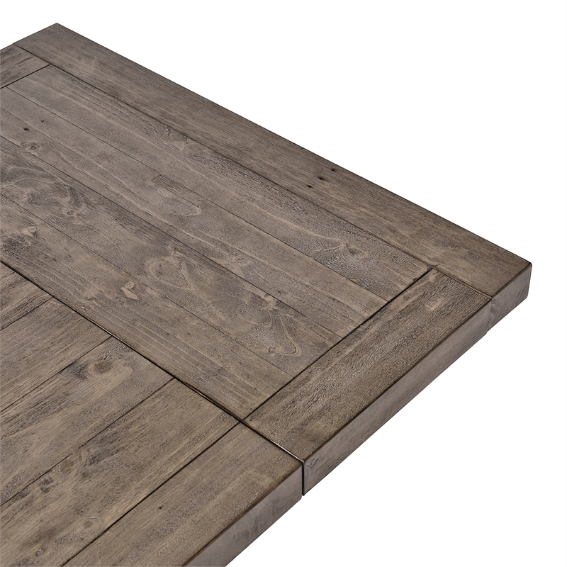 Home Square Set of 8 Wood Extension Dining Table and Bench and 6 Chairs in Brown