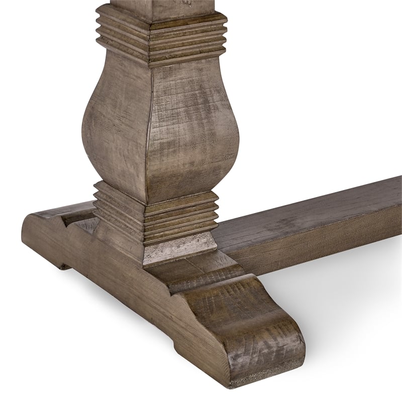 Home Square Set of 8 Wood Extension Dining Table and Bench and 6 Chairs in Brown