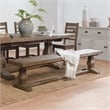 Home Square Set of 8 Wood Extension Dining Table and Bench and 6 Chairs in Brown